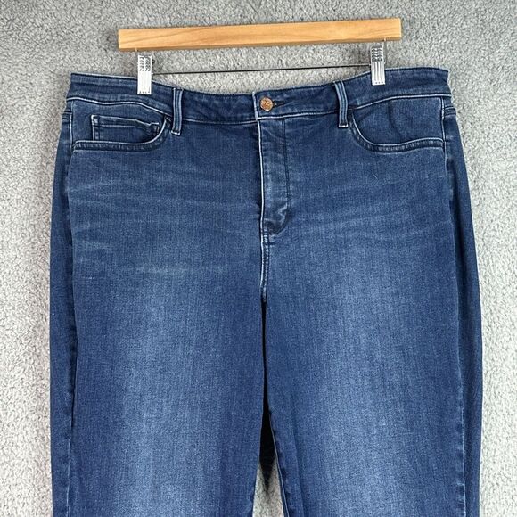 NYDJ Ami Skinny Jeans 20W Blue‎ Raw Hem Side Slit High Rise Stretch Plus - Picture 2 of 12
